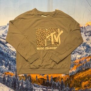 Khaki Green Leopard Print MTV Sweater
